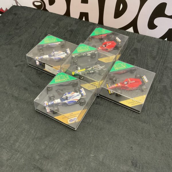 Formula 1 diecast model lot featuring Lotus 49 and Renault FW17.