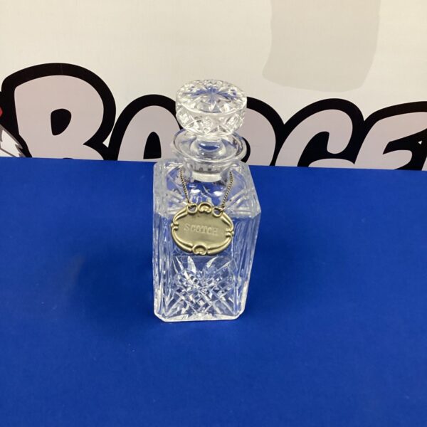 Vintage cut glass Queens Silver Jubilee decanter for whiskey.