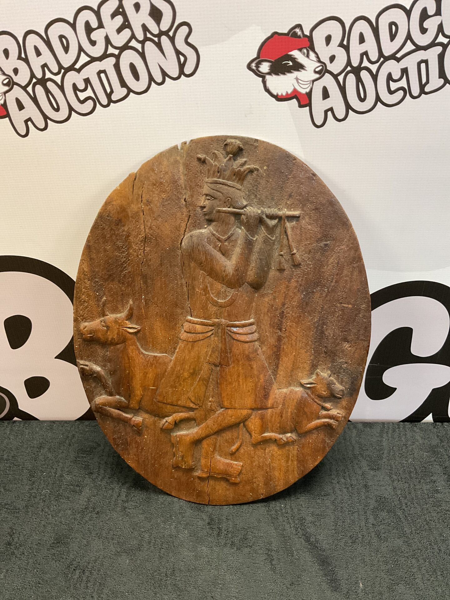 065 19th century carved Indian wooden panel