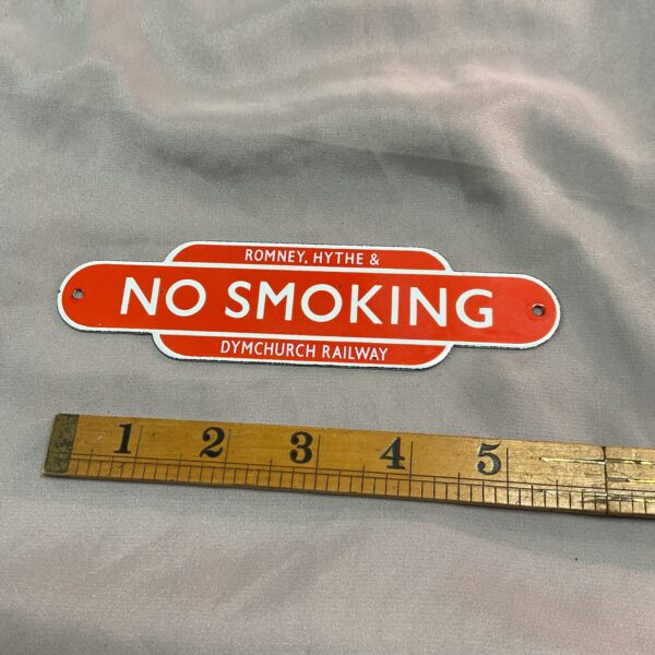 Vintage Romney Hythe Railway "No Smoking" enamel sign.