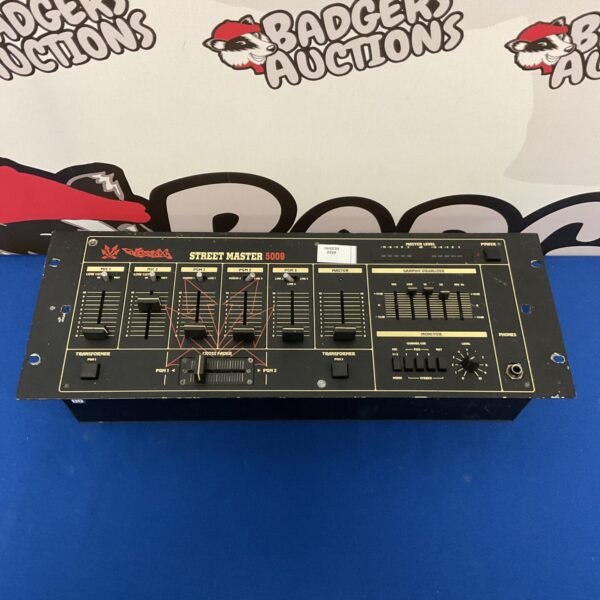 Vintage Vestax Street Master 5009 DJ mixer with controls visible.