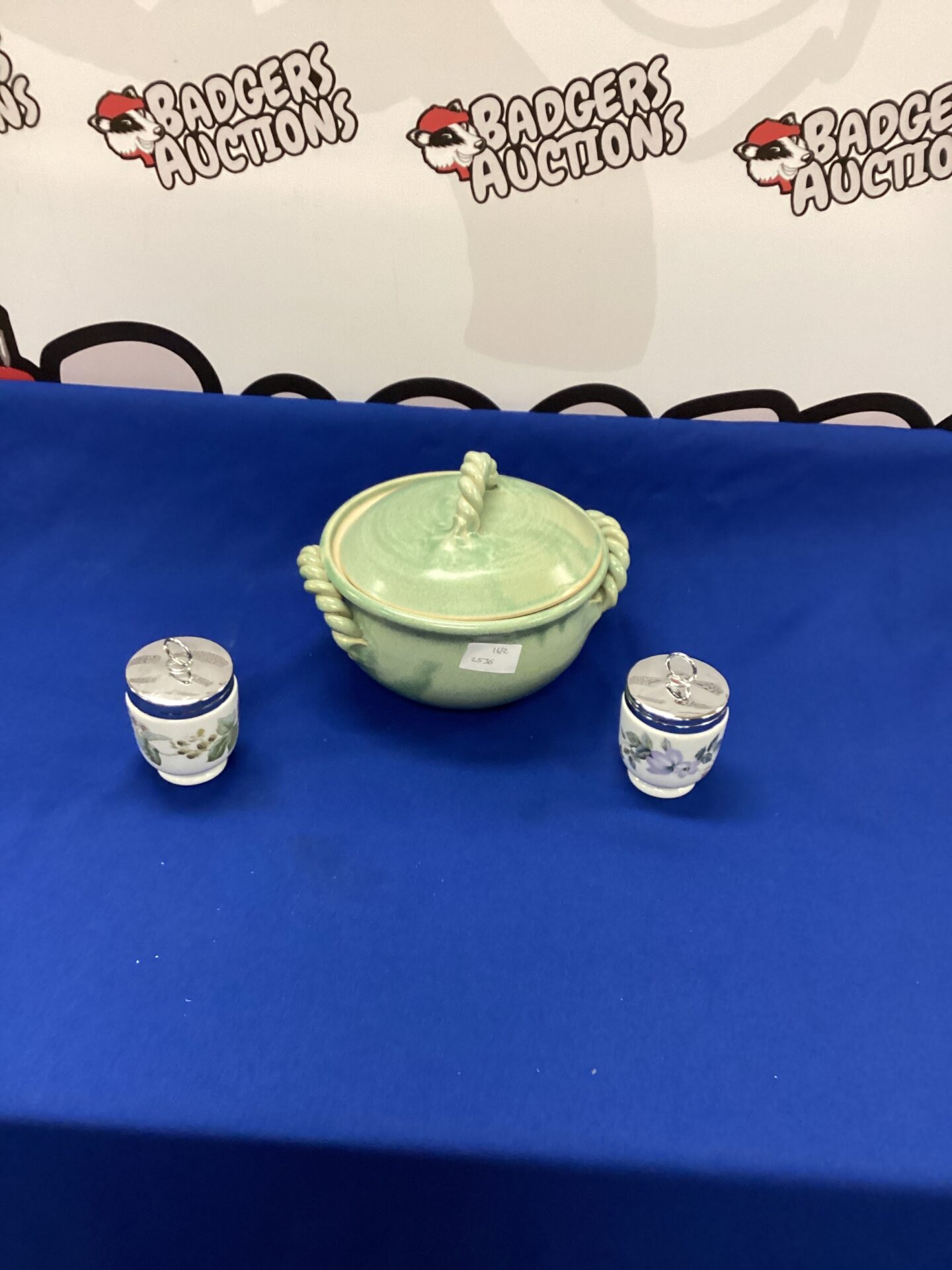 320 Two Royal Worcester Egg Coddlers and hand made Dish