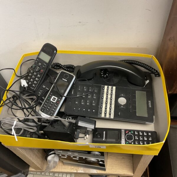 Lot of vintage and cordless Panasonic phones for collectors.