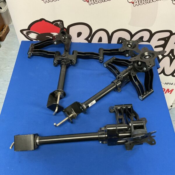 Three Duronic DM-55 double monitor mounts for desk setup.