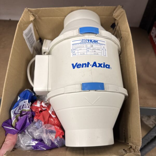 Vintage Ventaxia Airtrak in-line extractor fan for bathroom ventilation.