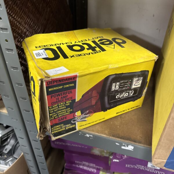 Vintage Bradex Delta 10 battery charger for automotive use.