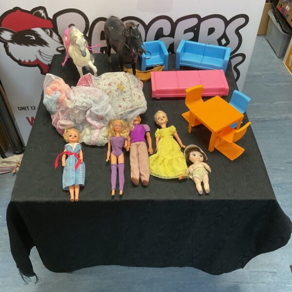 Vintage Sindy dolls and furniture in a collectible lot.