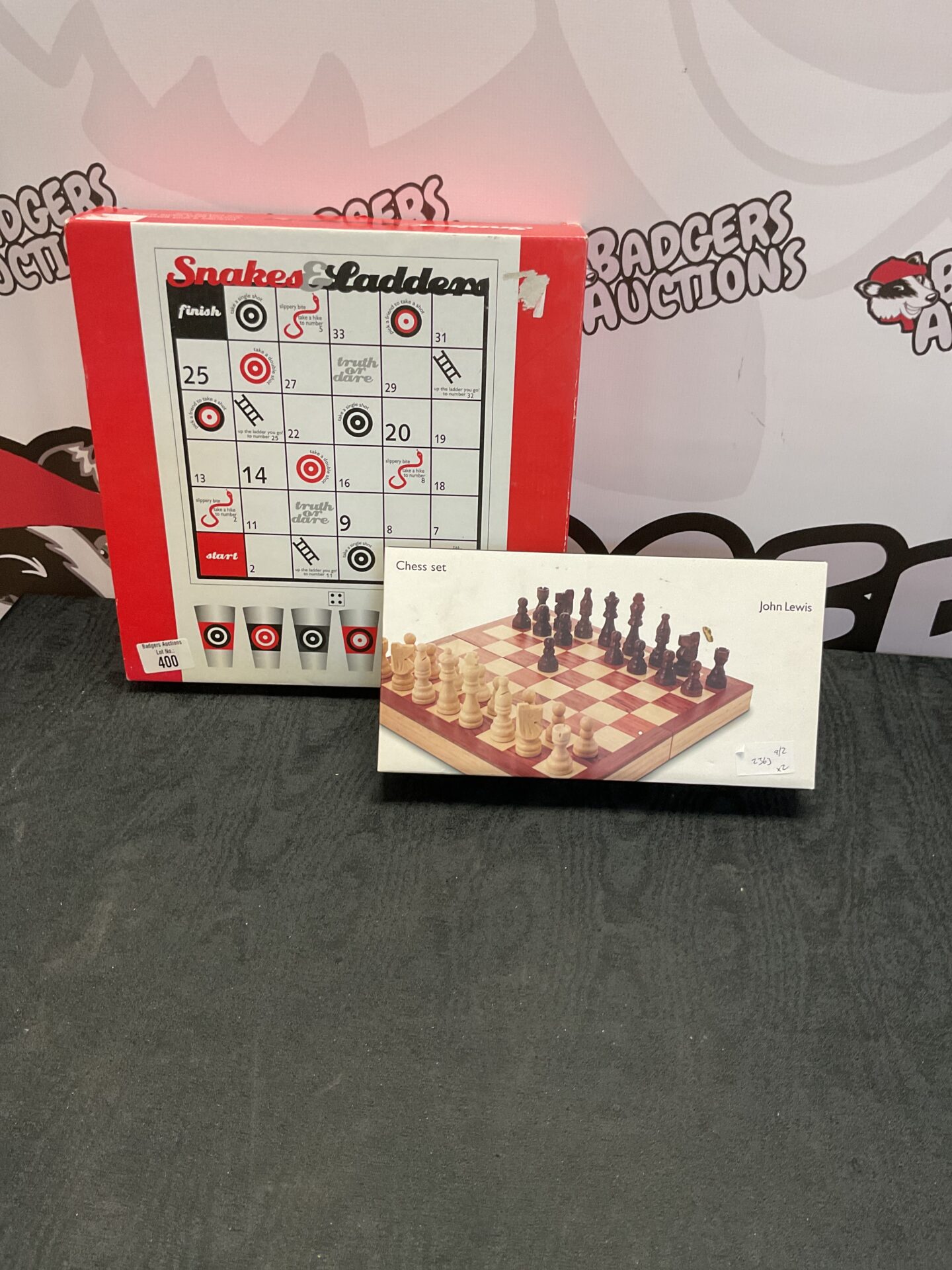 420 Jhon lewis chess set with snakes and ladders drinking game