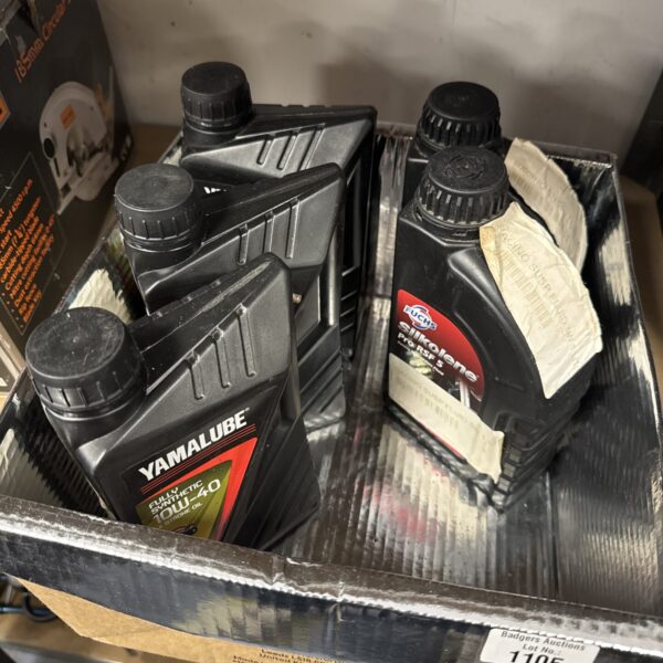 Motorcycle oil and suspension fluid bundle, including Fuchs Silkolene.