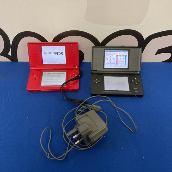 Two Nintendo DS consoles displayed, ideal for retro gaming enthusiasts.