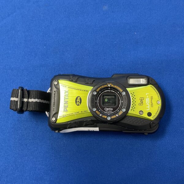 Pentax WG-1 waterproof digital camera with GPS functionality.