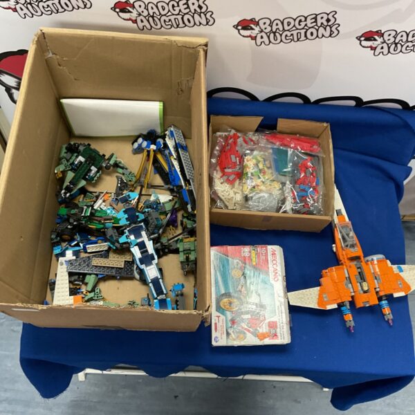 Mixed Lego and Meccano construction toy lot for building and play.