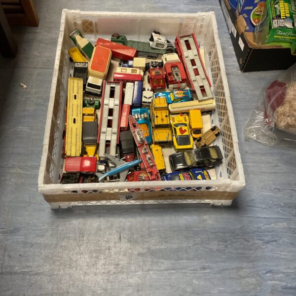 Overview of a diverse lot of diecast toy cars and vehicles.