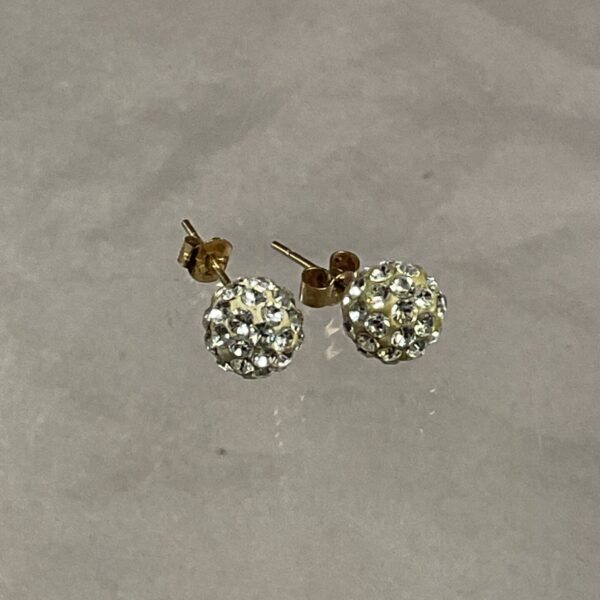 Elegant 10ct gold ball stud earrings with white stones.