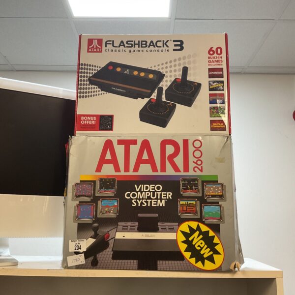 Front view of the Atari Flashback 3 console with built-in games.