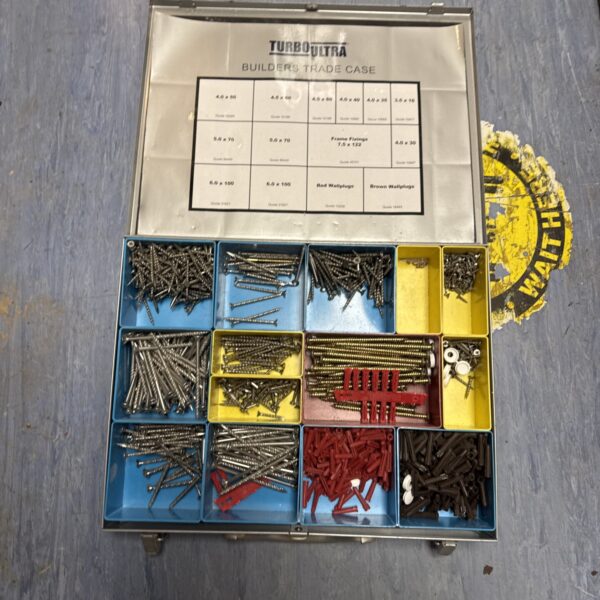 Open Turbo Ultra Builders Trade Case with assorted tools inside.