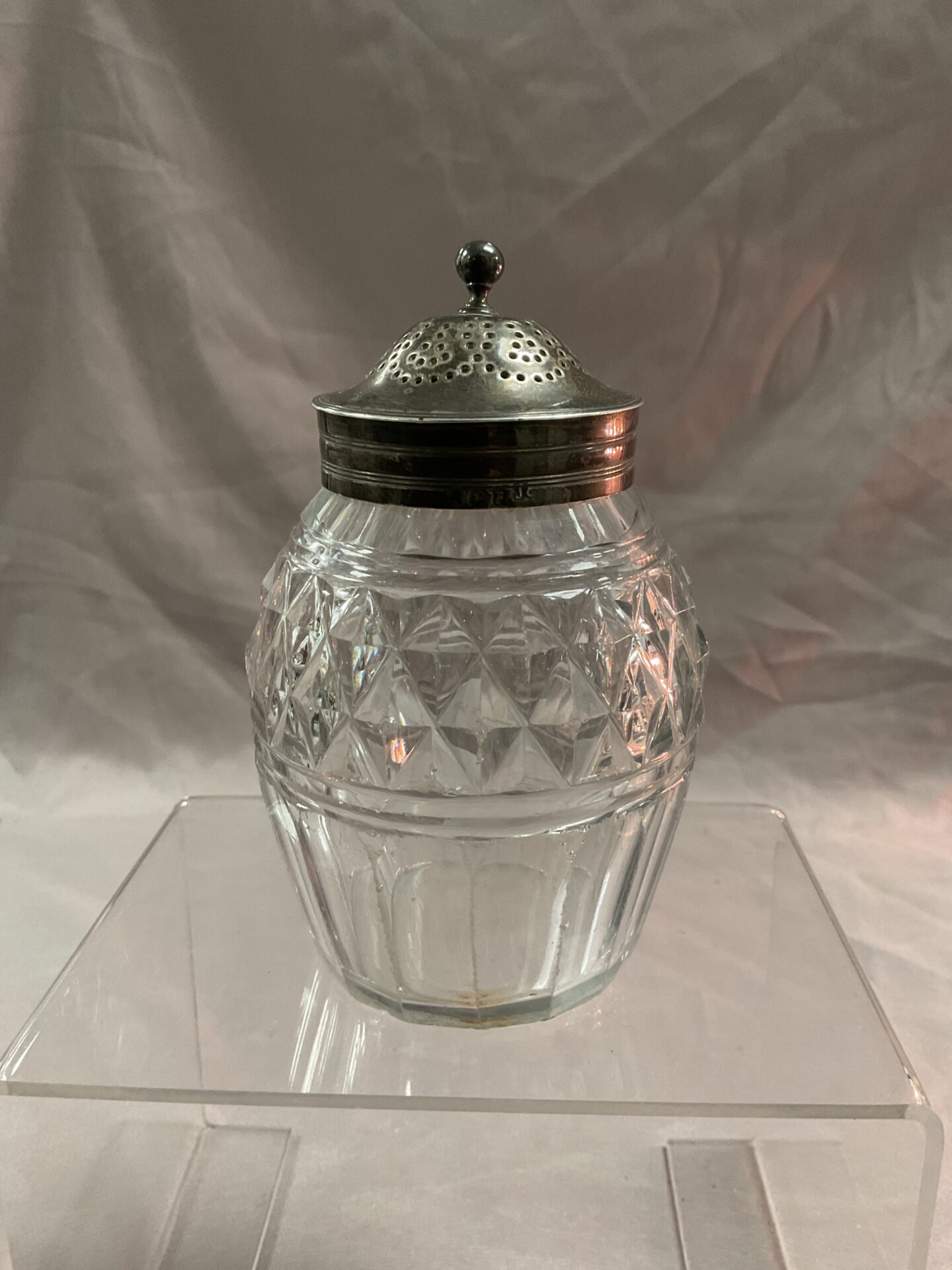 953 Georgian Hallmarked Silver mounted 5” Glass Sifter jar