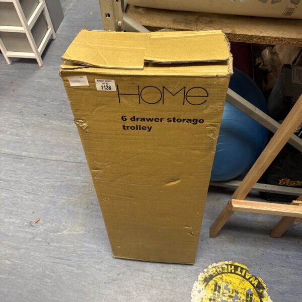 Unopened Home 6-drawer storage trolley for home organisation.