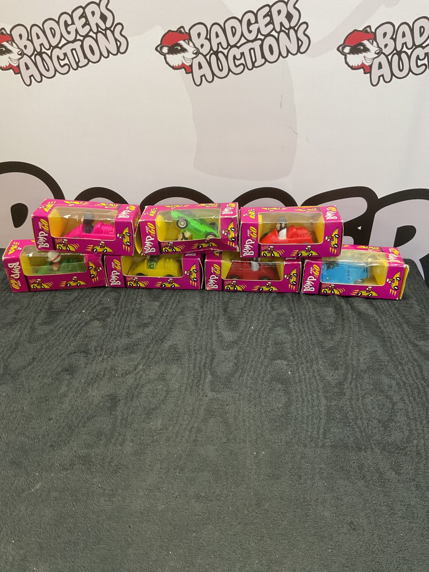 422 Seven bump and go boxed toy cars