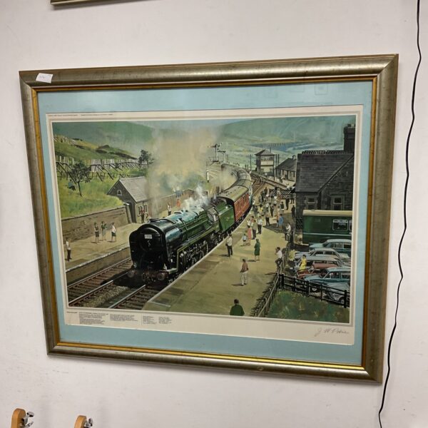 Vintage print of Oliver Cromwell steam train by J W Petrie.