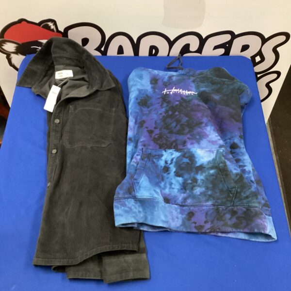 Hollister corduroy shirt and tie dye hoodie lot for sale.