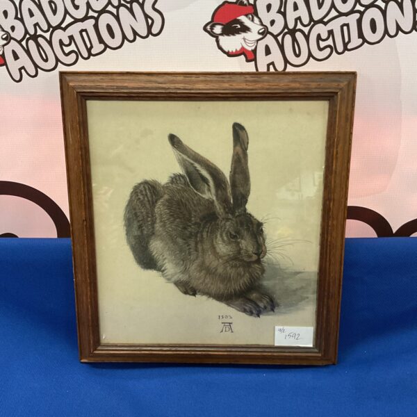 Antique framed print of Albert Durer’s young hare artwork.