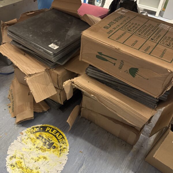 Large lot of 12x12 Montauk Black slate tiles for flooring or walls.