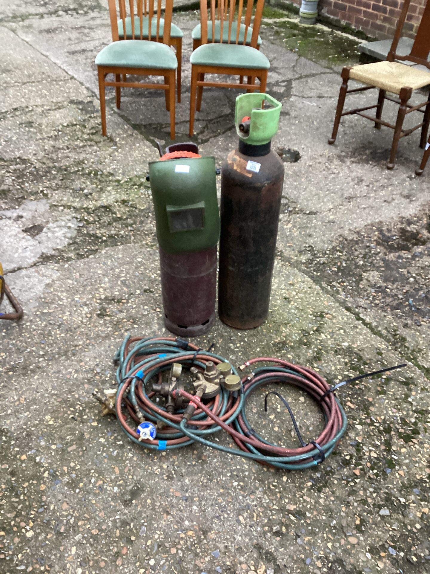 1226 Welders tourch and bottles