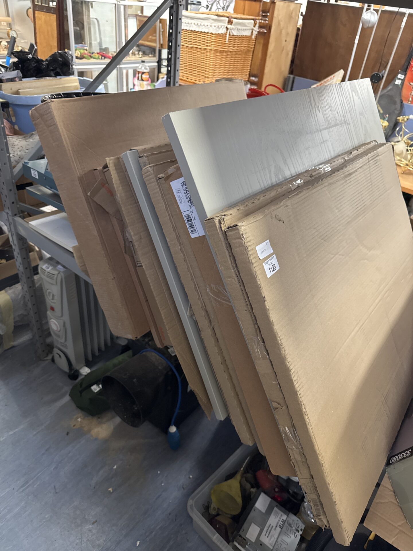 1123 Large quantity of kitchen cabinets & doors – light grey