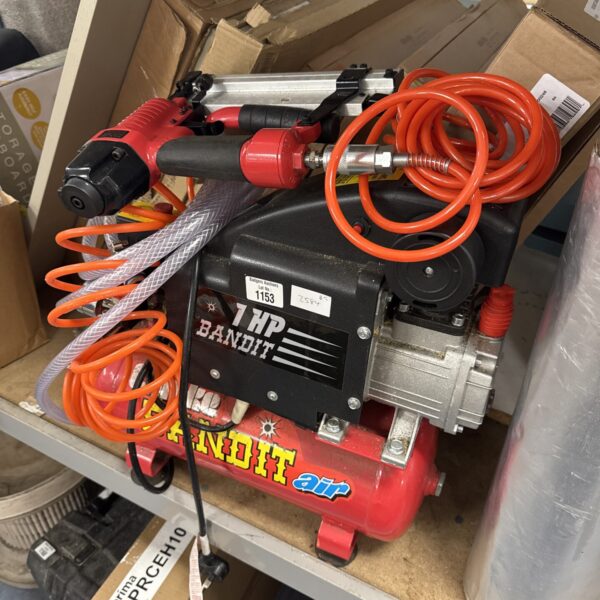 Clarke Bandit air compressor with staple gun, portable air tool.