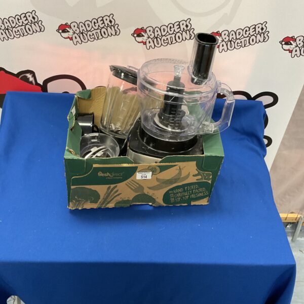 Vintage Ovation blender model 514 with attachments for kitchen use.