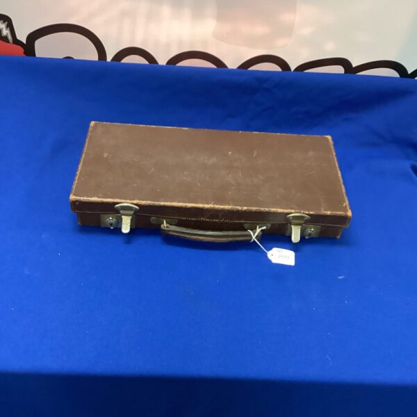 Front view of a vintage Masonic regalia case.