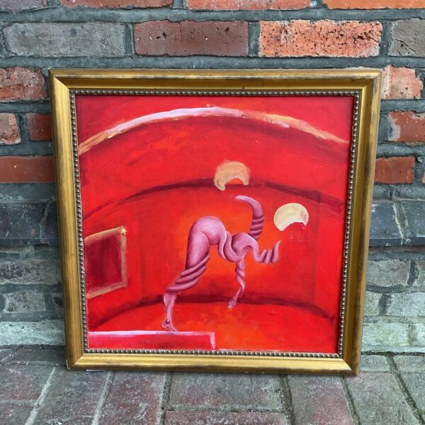 Vintage abstract oil painting of a twisted figure.