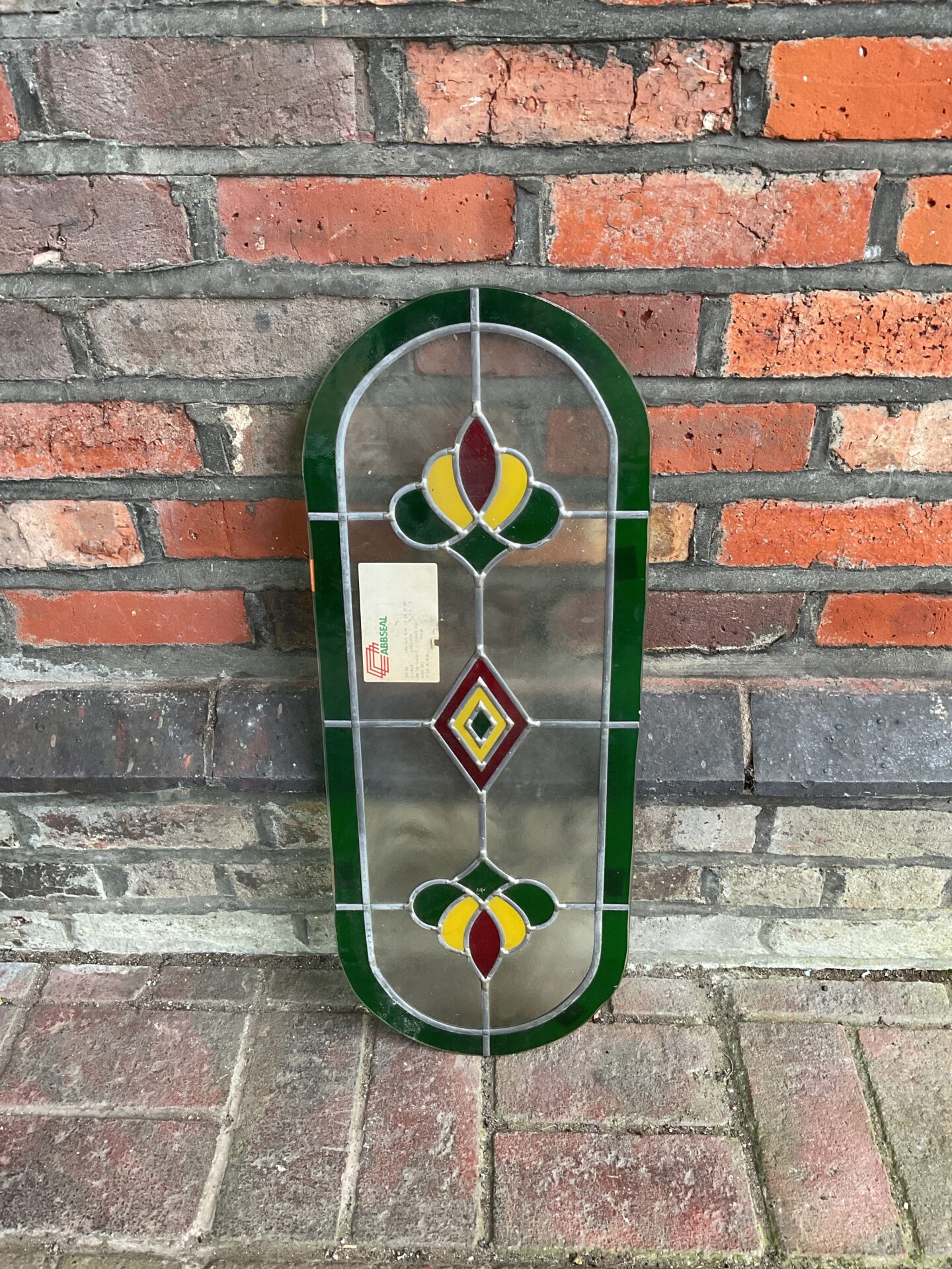 006 Green, red & yellow Stained glass window panel