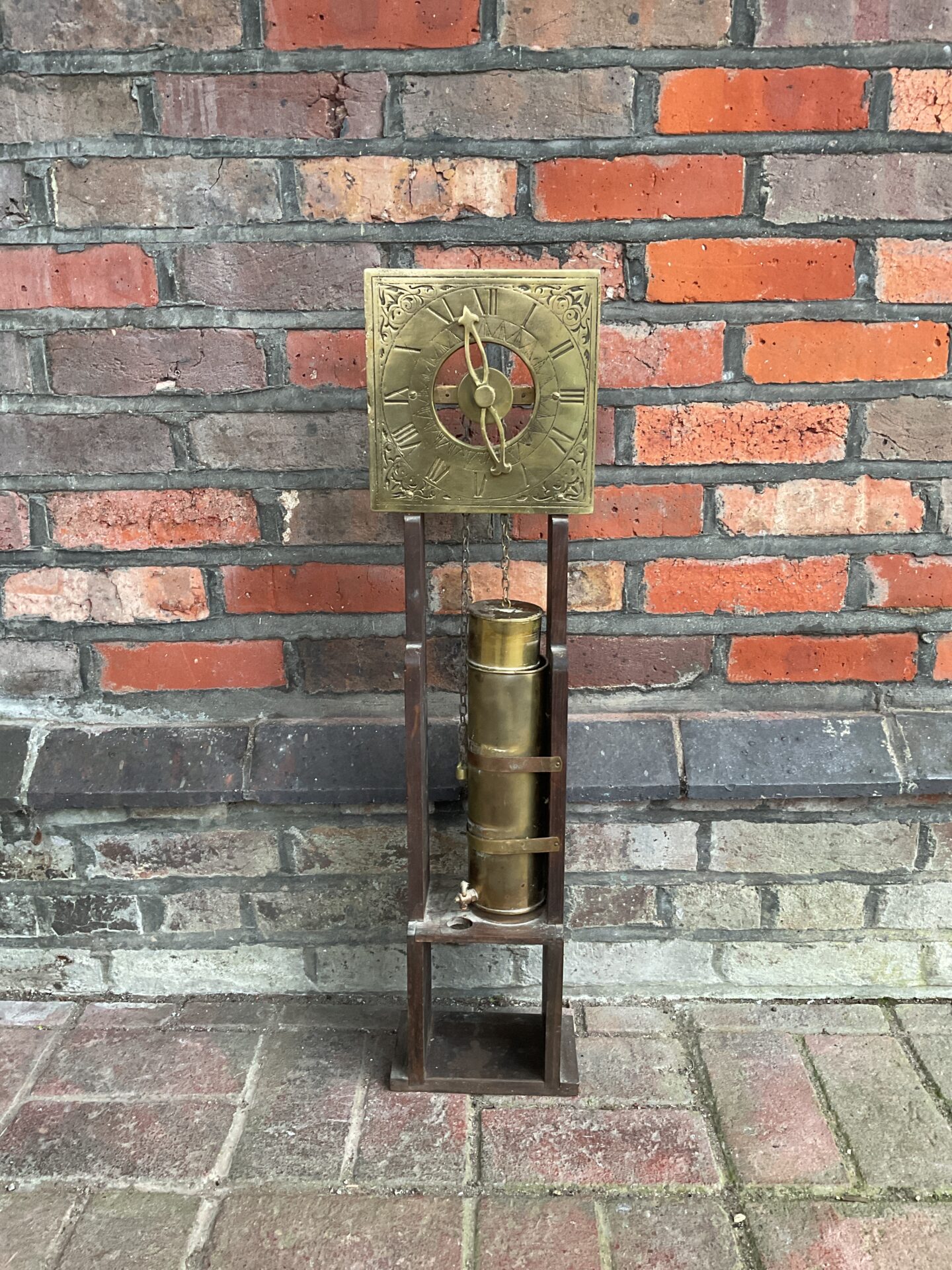 008 Antique English brass faced water clock