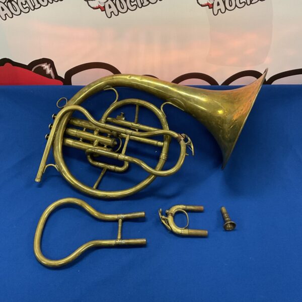 Vintage Boosey & Co double French horn brass instrument.