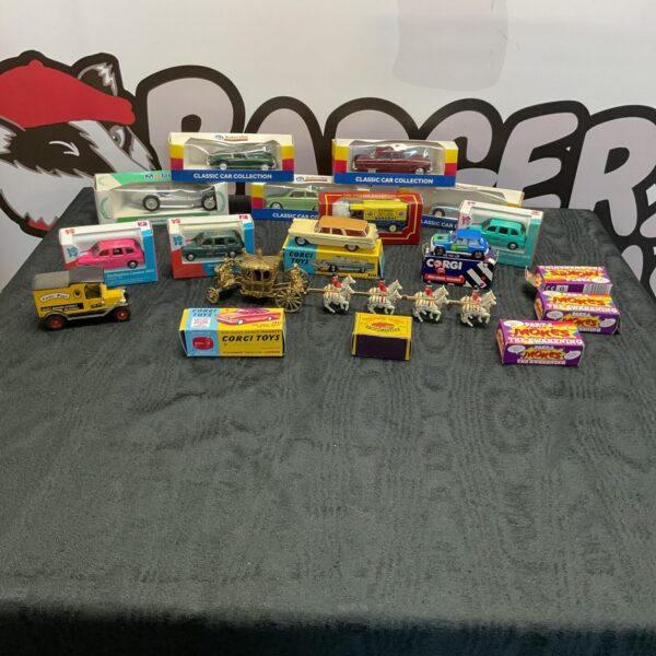 Vintage diecast car collection including Corgi and Matchbox models.