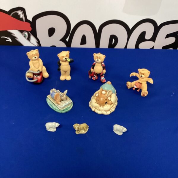 Lot of Bad Taste Bear ornaments, collectible figurines from the 1990s.