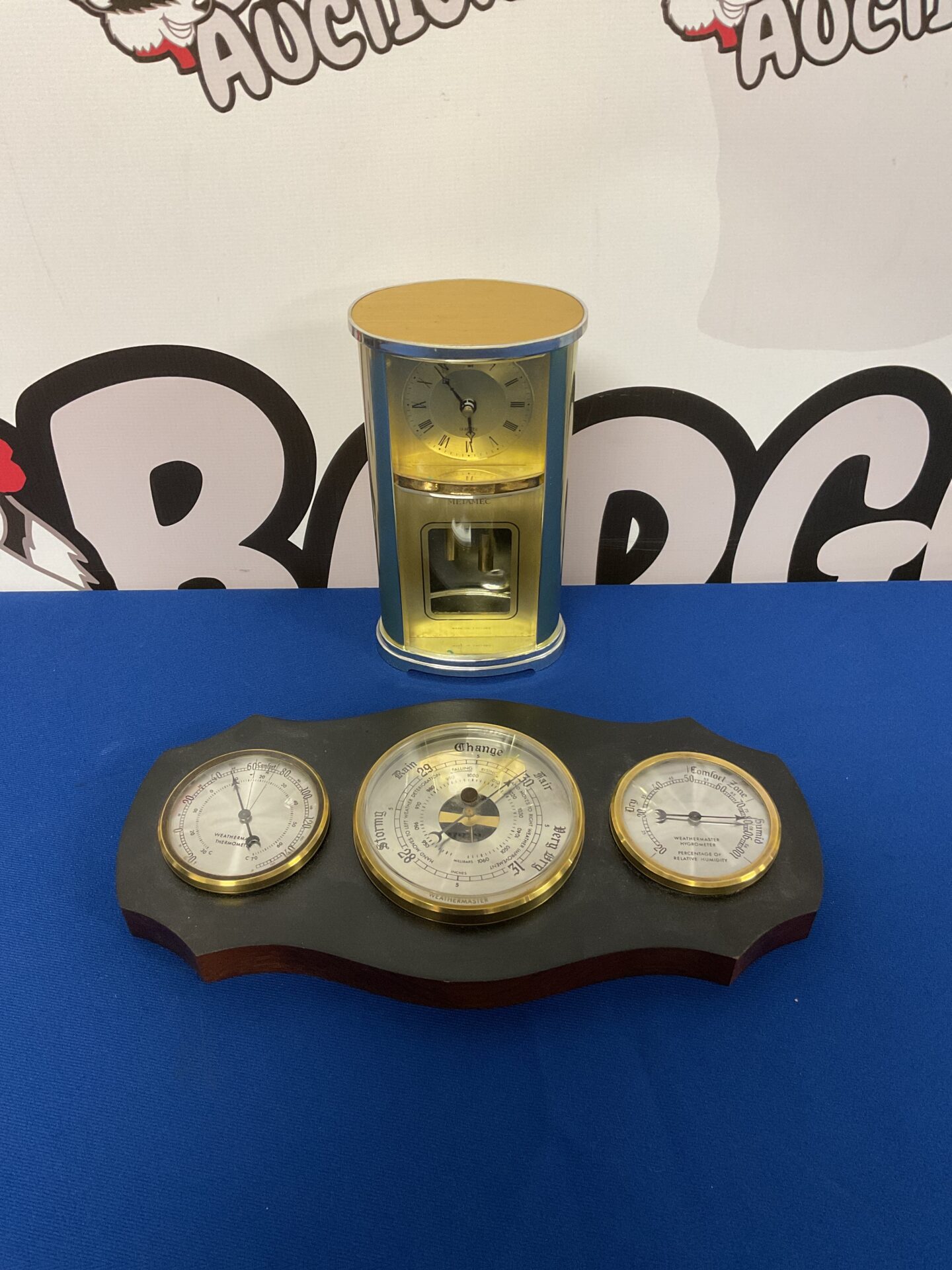 038 metamec mantle clock and weathermaster barometer
