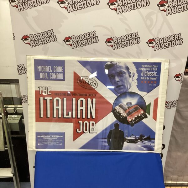Framed vintage Italian Job poster featuring Michael Caine.