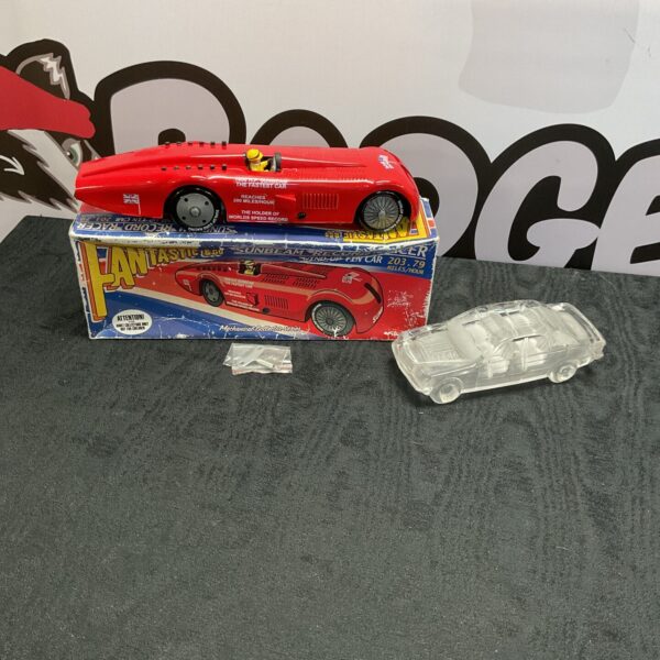 Vintage Fantastic Co Sunbeam record racer tin toy car in box.