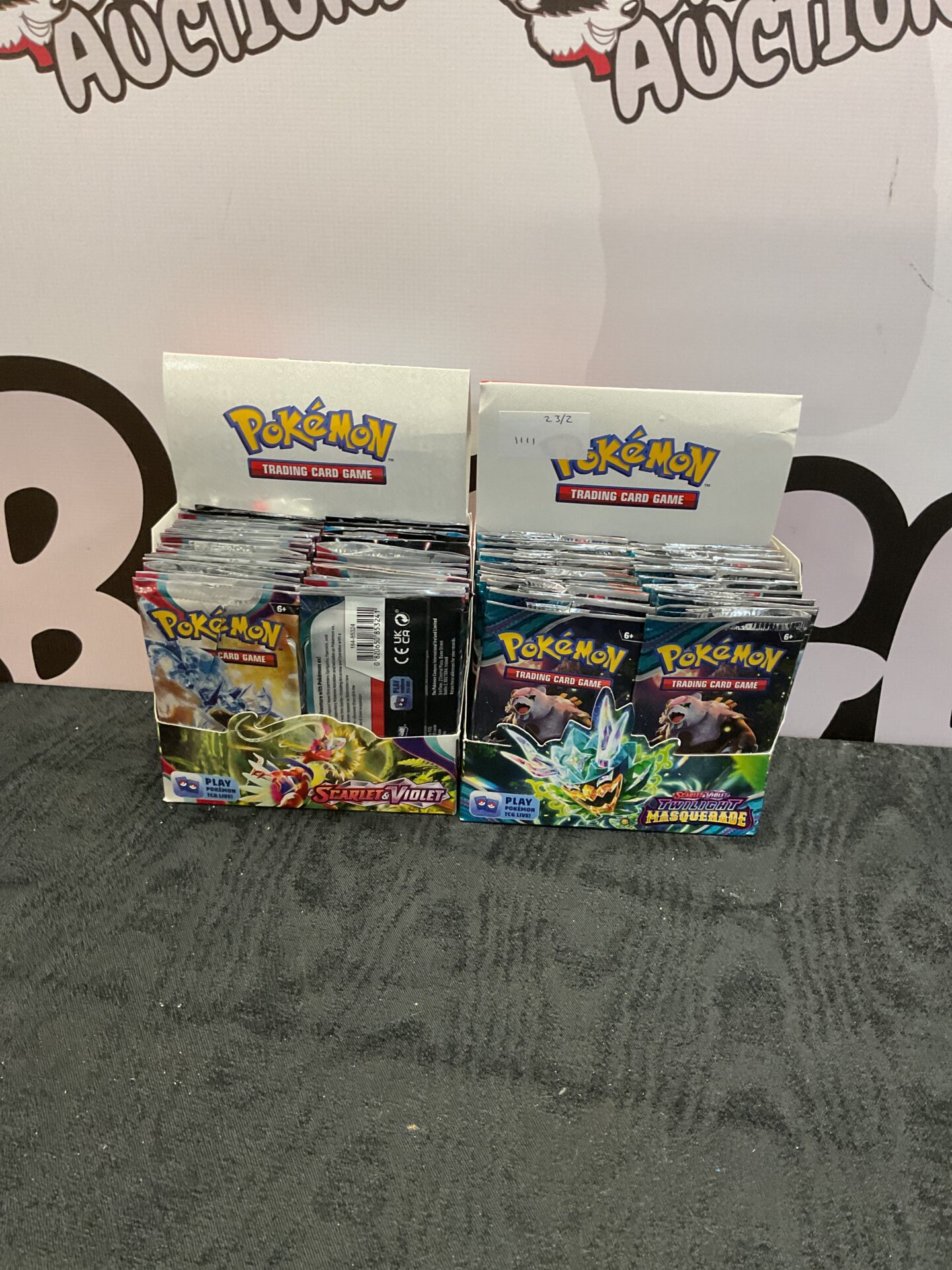 408 Two boxes of pokemon scarlet and violet booster packs opened