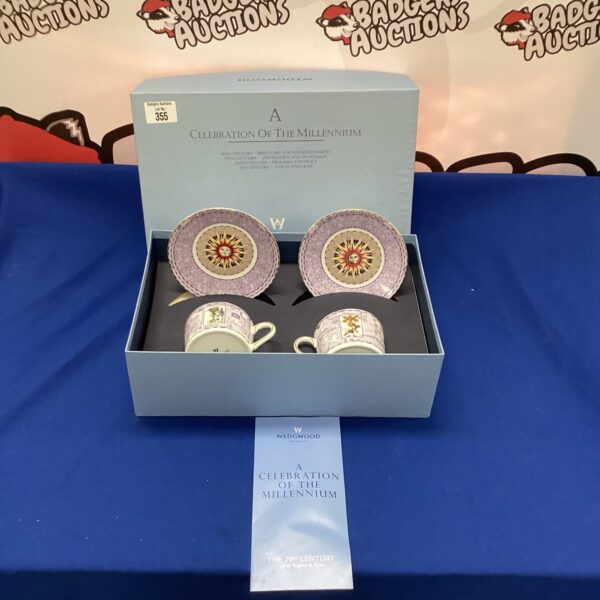 Wedgwood Celebration of the Millennium floral cup and saucer set.