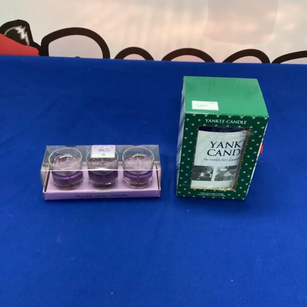Purple Yankee Candle gift set in decorative box.