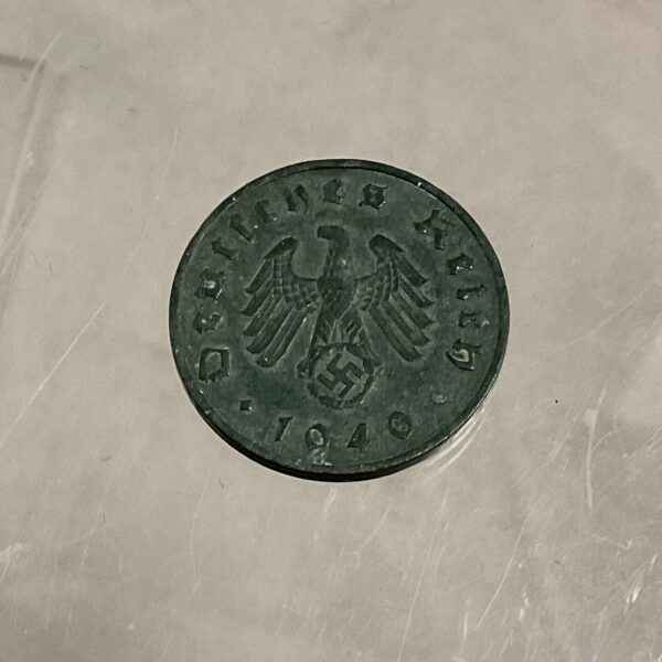 1940 Nazi Reich coin obverse with eagle and swastika.