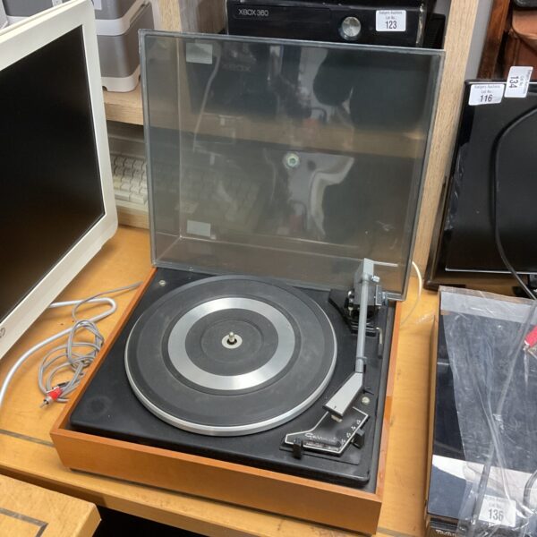Vintage Garrard SPN25 MK3 turntable with wooden base.