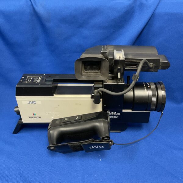 Front view of a vintage JVC Newvicon camcorder.