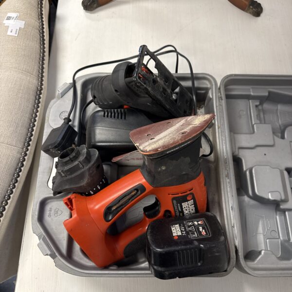 Black and Decker cordless screwdriver, vintage power tool for DIY projects.