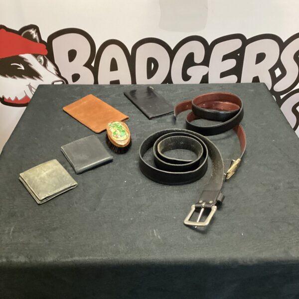 Vintage leather wallets and belts lot for collectors.