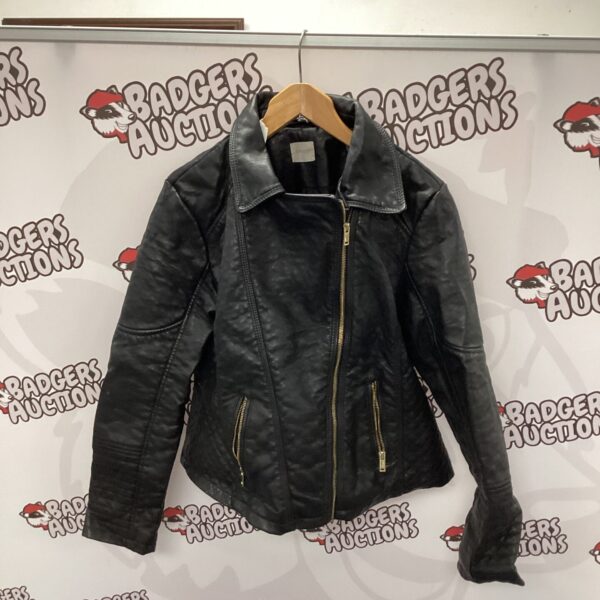 Ladies leather jacket size 10, classic biker style.